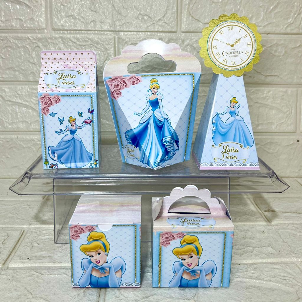 Kit Festa Personalizada CINDERELA - Caixinhas Personalizadas - Aniversário - Lembrancinhas