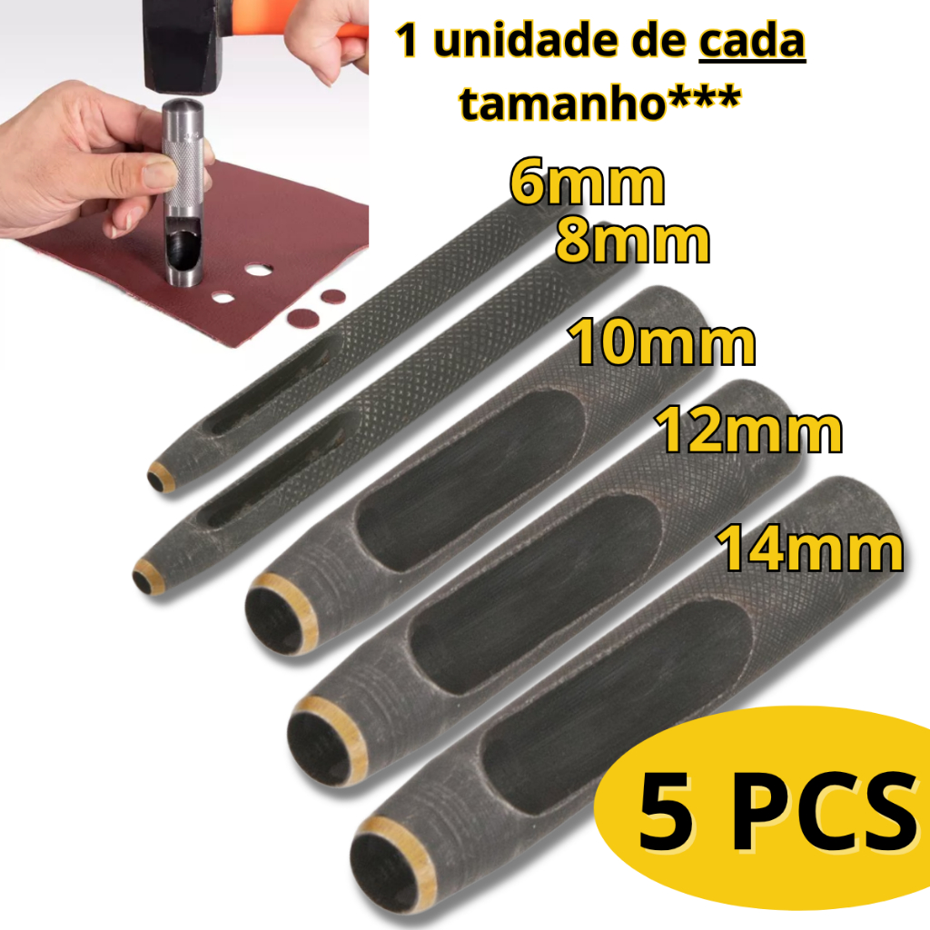Jogo de Vazadores 6,8,10,12,14mm Aço Carbono 5 peças Vonder em Oferta na Shopee