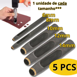 Jogo de Vazadores 6,8,10,12,14mm Aço Carbono 5 peças Vonder