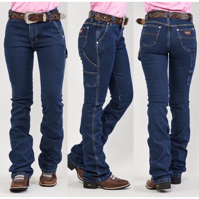 Calça carpinteira flare Docks feminina stone/delave/jeans