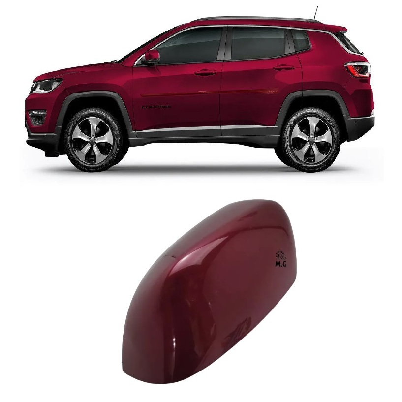Capa Retrovisor Jeep Compass/ Fiat Toro Vermelho Tribal Lado Esquerdo