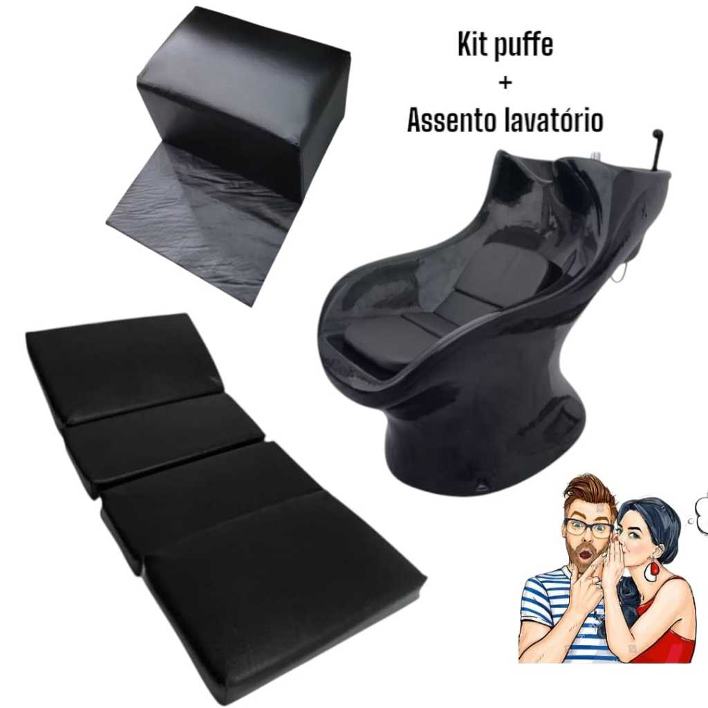 kit estofado almofada para lavatorio italinao salão de beleza + baby bank infantil puff cadeira barber