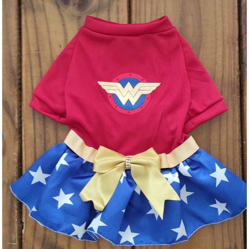 Vestido Mulher Maravilha Pet/Fantasia Pet/ Vestido Pet de luxo