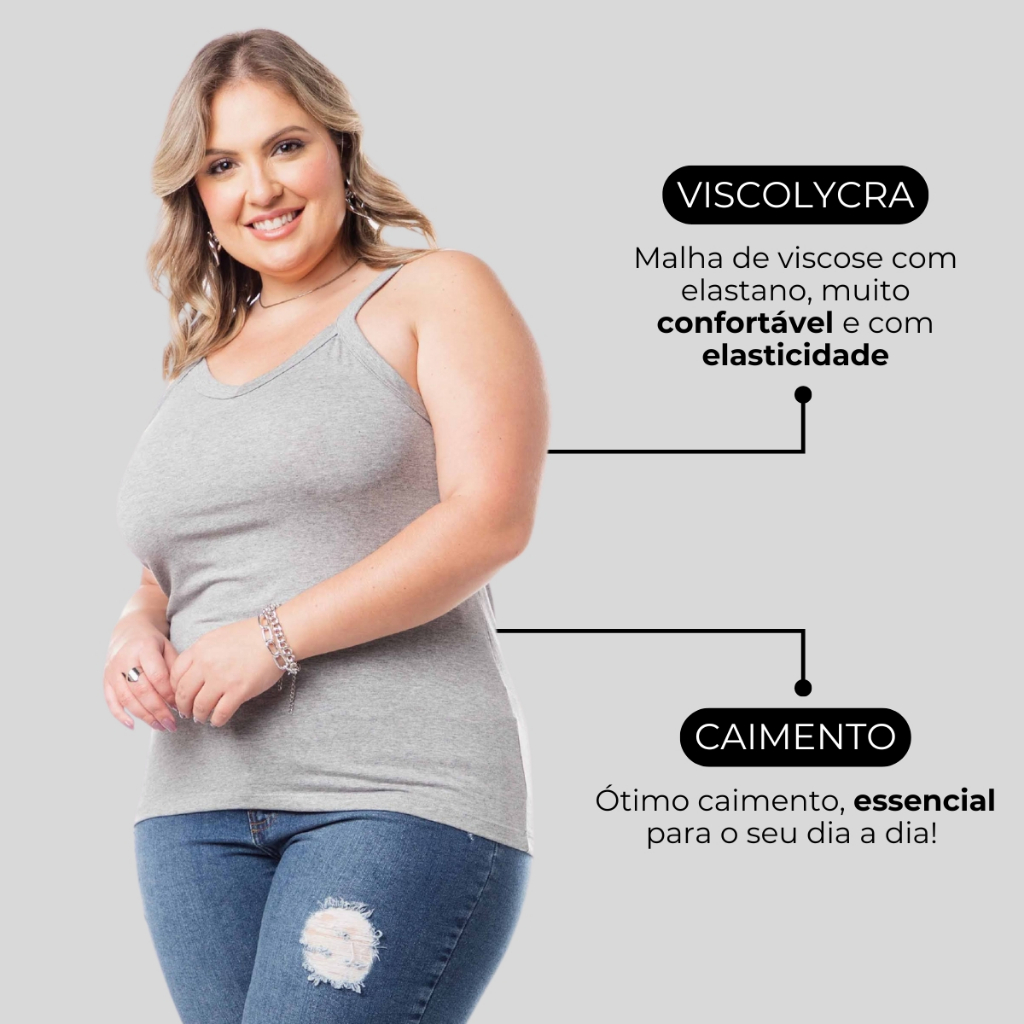 Regata Feminina Plus Size De Viscolycra Moda Casual 1123-DROP