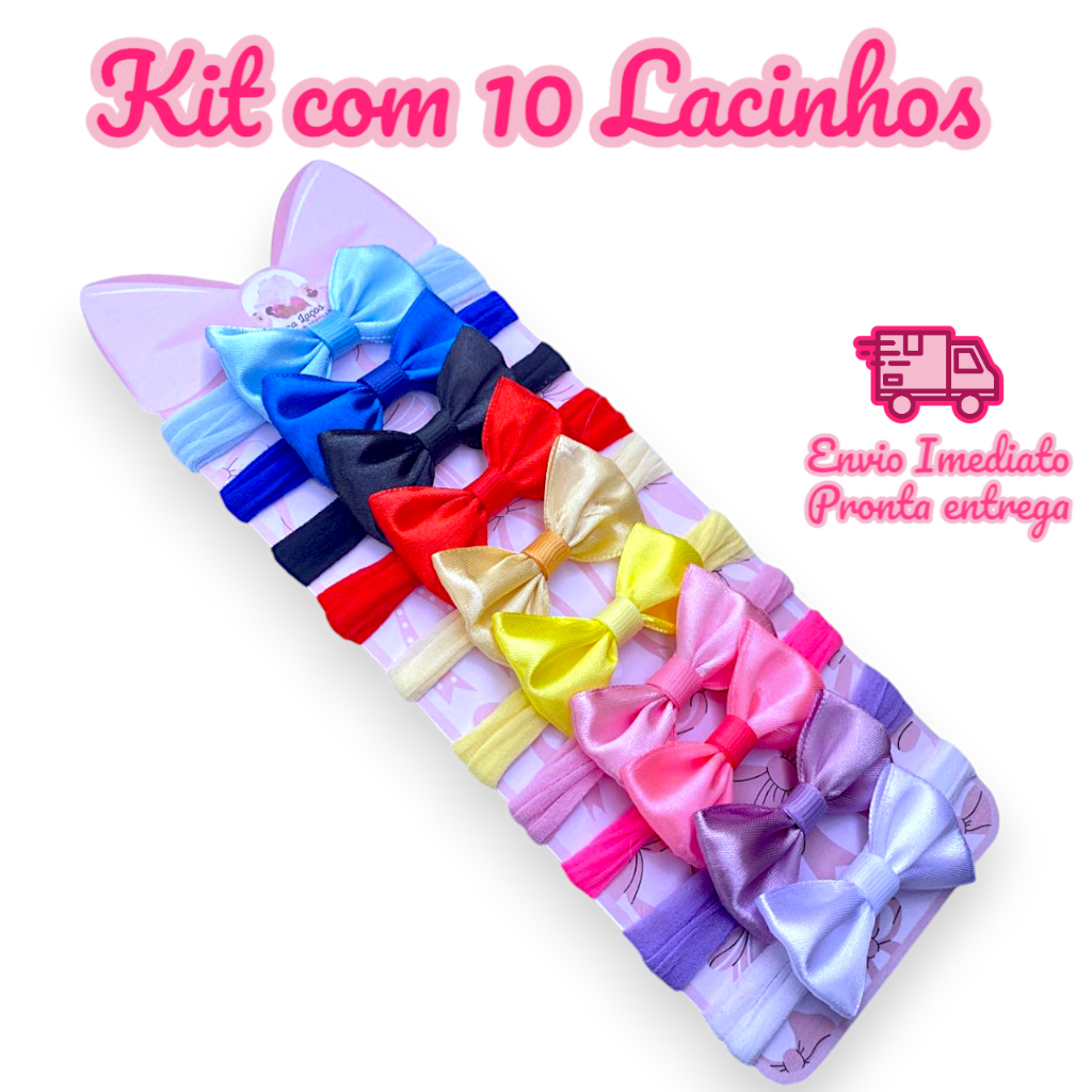 Kit 10 Mini Lacinhos de Bebê Menina  laços de bebê laços de cabelo infantil Faixinha Tiarinha Rn | Acessório Infantil em Oferta na Shopee