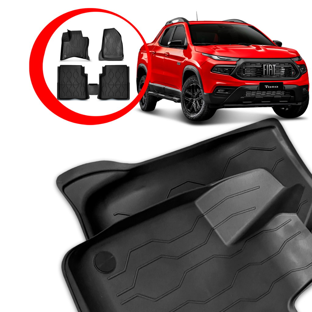 Jogo Tapete De Borracha Borda Elevada  Fiat Toro 2017 18 19 20 21 22 23 24 2025