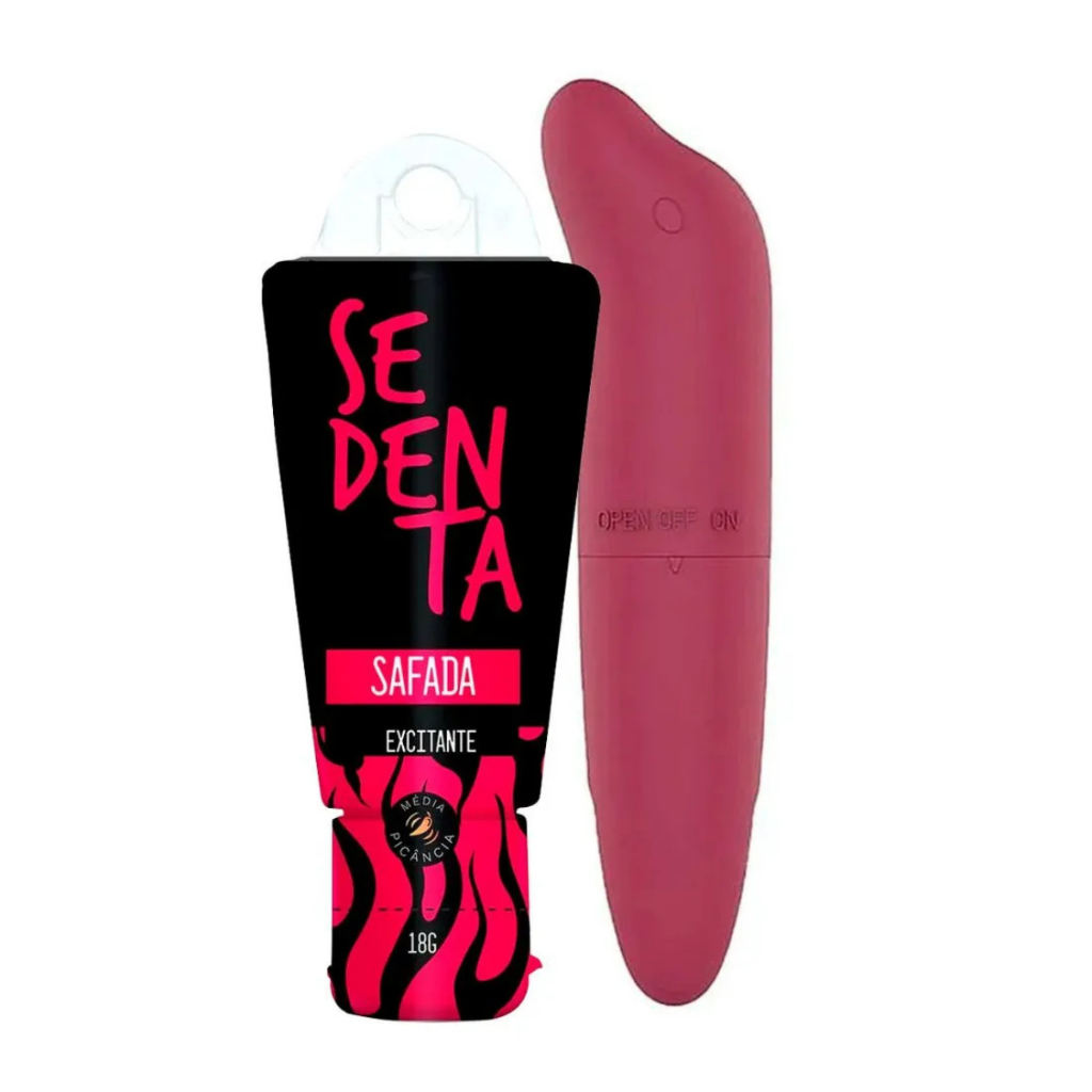Duplinha com Sedenta Safada Gel Excitante com Picância Média e Mini Vibrador Ponto G Golfinho