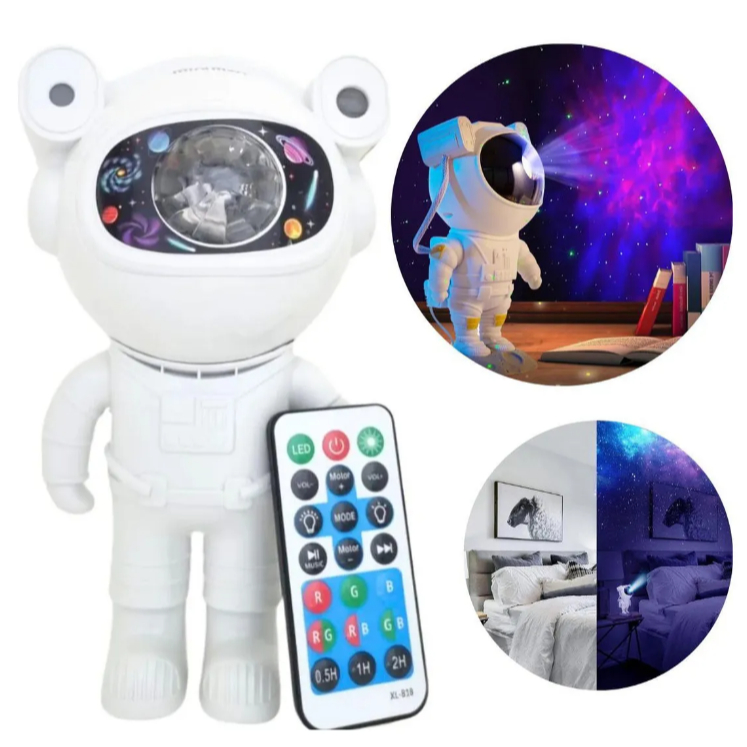 Projetor Luminária Astronauta Galáxias Bluetooth Música Cor Branco 110v/220v