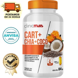Óleo De Cártamo + Chia + Coco - 60 Cápsulas 1000mg - Clinicmais em Oferta na Shopee