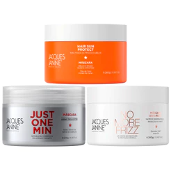 Kit Jacques Janine Trio Máscaras Cronograma Premium Reparação Termoativo Antifrizz 240g