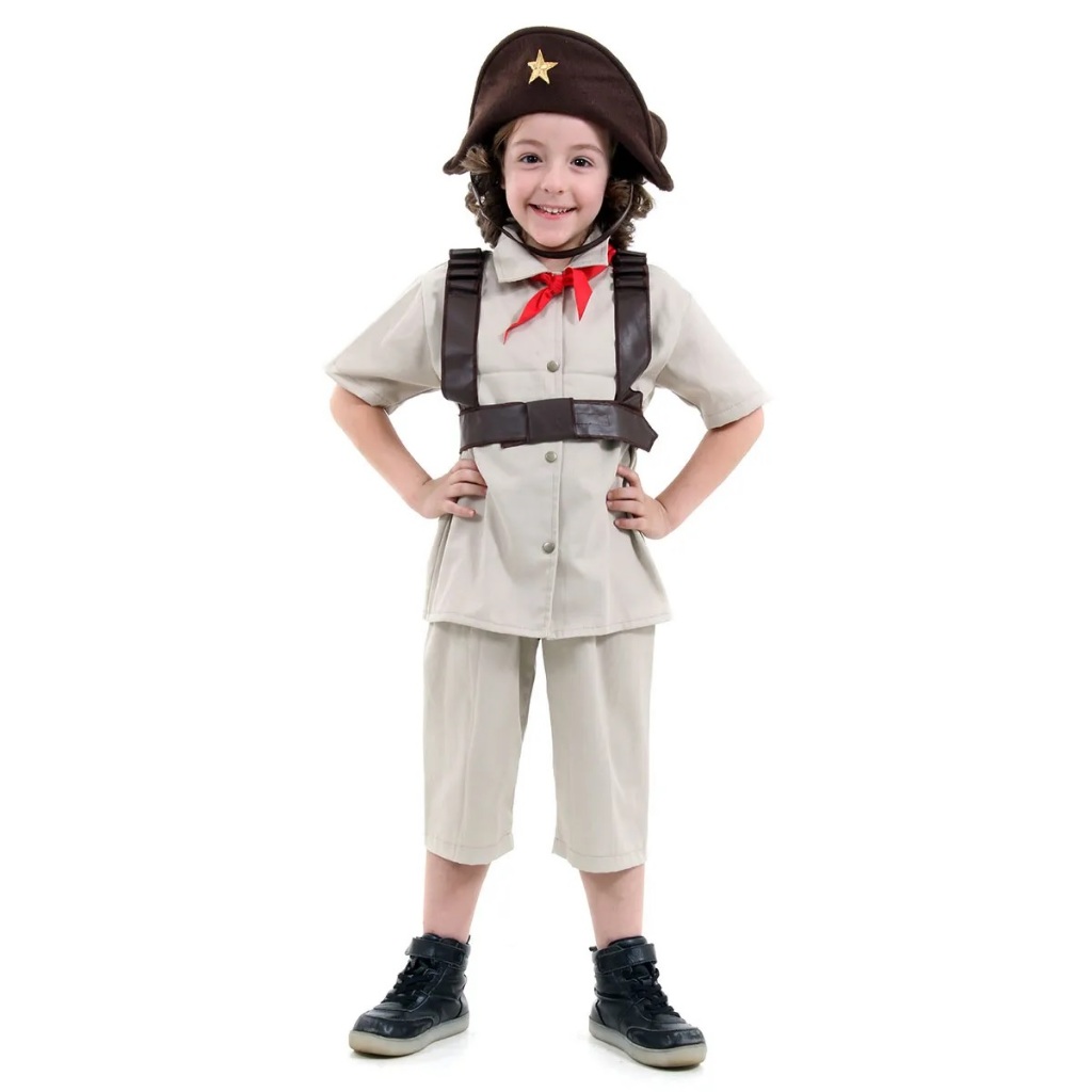 Fantasia Junina Infantil Roupa de Cangaceiro Lampião com Chapéu Cartucheira e Lenço Sulamericana 923540