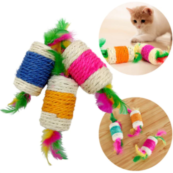 KIT ou Unidade Brinquedos para Gatos Sisal Colorido Arranhar e Morder Anti-stress para o seu Pet