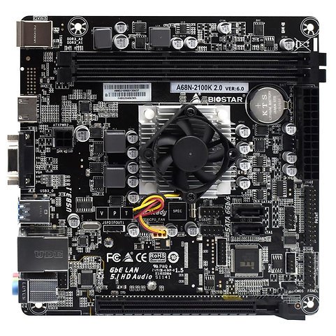Placa Mãe A68N-2100K Biostar - DDR3 até 16Gb / AMD Beema / Processador Integrado E1-6010 / Mini ITX