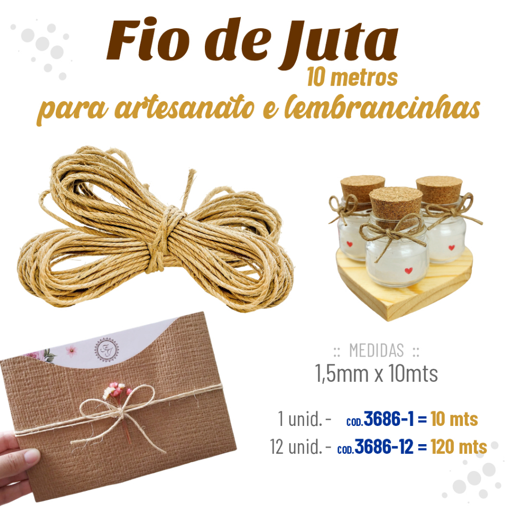 Fio De Juta 10 Metros Para Artesanato E Lembrancinhas em Oferta na Shopee