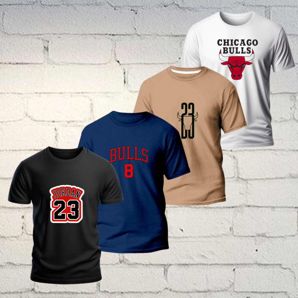 Kit 4 Camiseta Camisa Blusa 100% Algodao Masculina Basquete Chicago Bulls