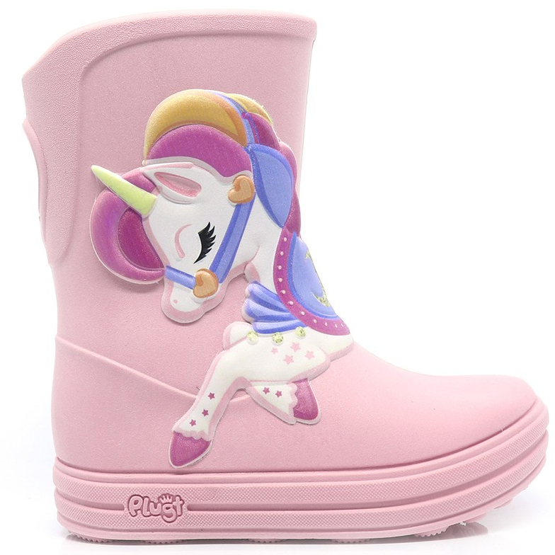 Galocha Infantil Plugt Menina Unicórnio Carrossel Rosa Claro Confortável Leve Macia Antiderrapante em Oferta na Shopee