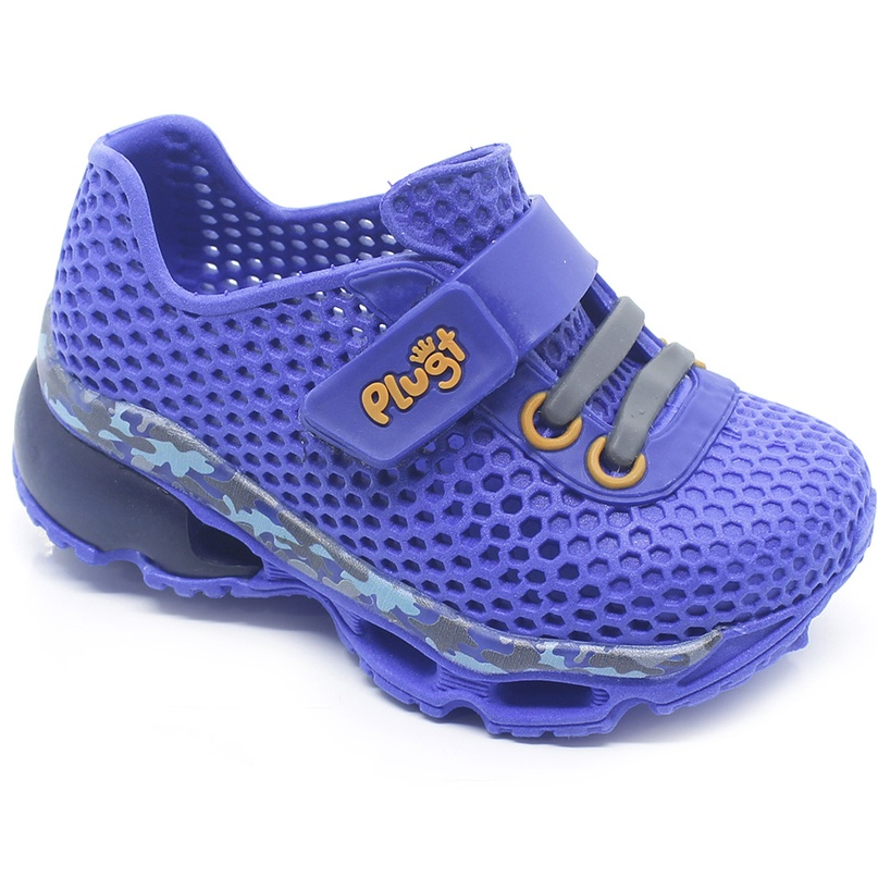 Tênis Infantil Plugt Menino Confortável Escolar Calce Fácil Camuflado Azul em Oferta na Shopee