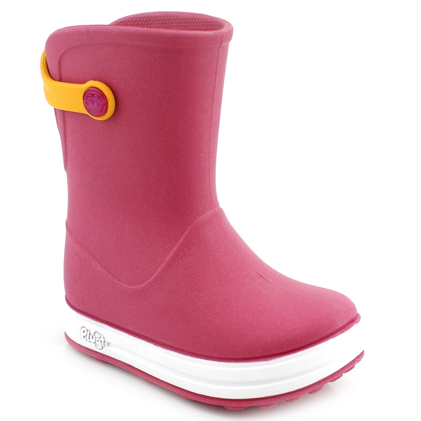 Galocha Bota Infantil Plugt Menina Confortável Básica Lisa Pink/Laranja em Oferta na Shopee