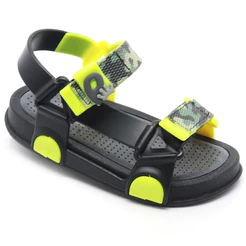 Sandália Papete Infantil Plugt Menino Confortável Camuflado Preto Amarelo Neon Promoção