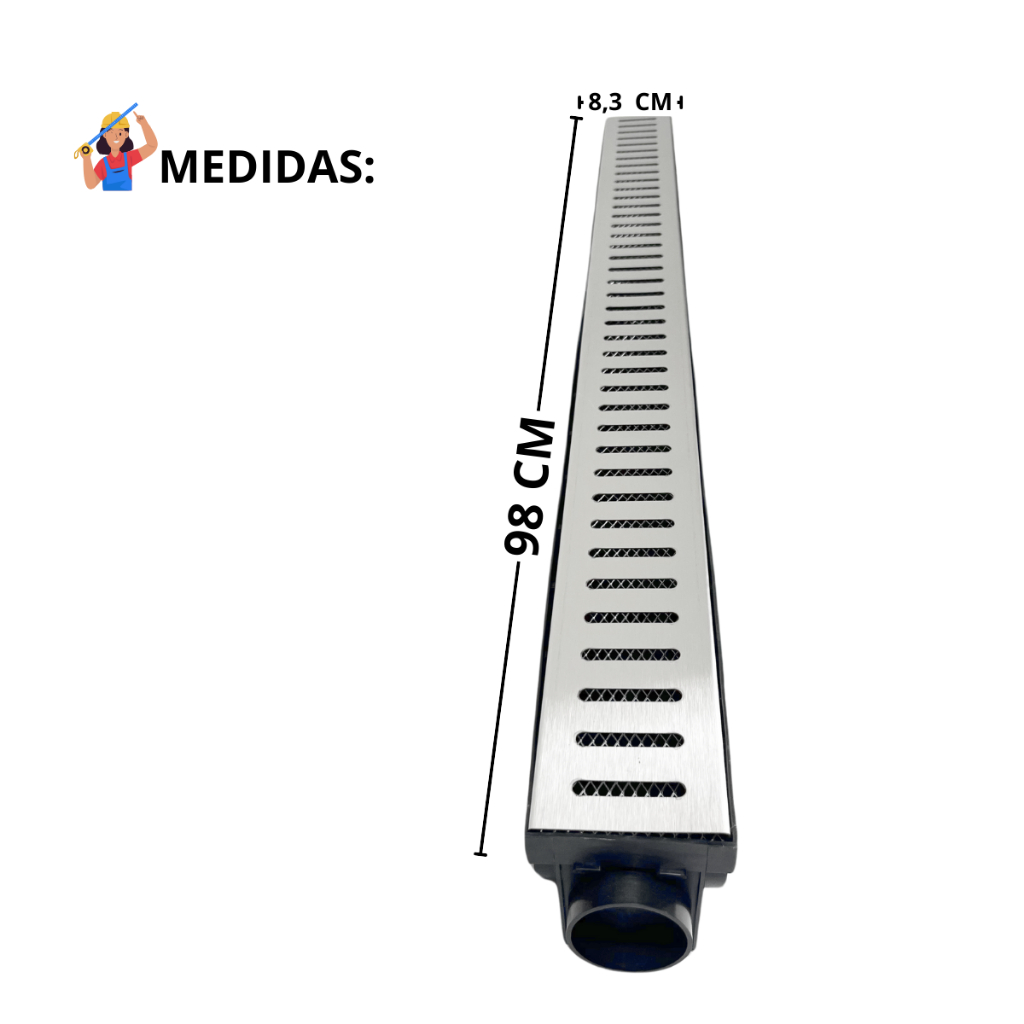 Ralo Coletor grelha de Inox Linear 10x100 Tela Anti Inseto Multi Saídas Quintal Drenare Ver Fotos