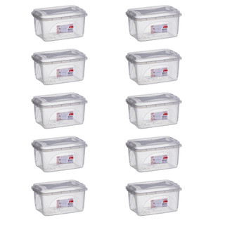 Kit 10 Pote 3 Litros Organizadores Plásticos Tampa Trava Lateral Transparente