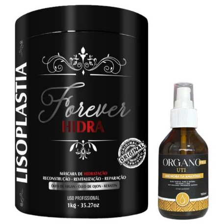 Máscara Forever Hidra 1kg + Óleo Vegetal Amêndoa Doce 100ml – Força e Brilho
