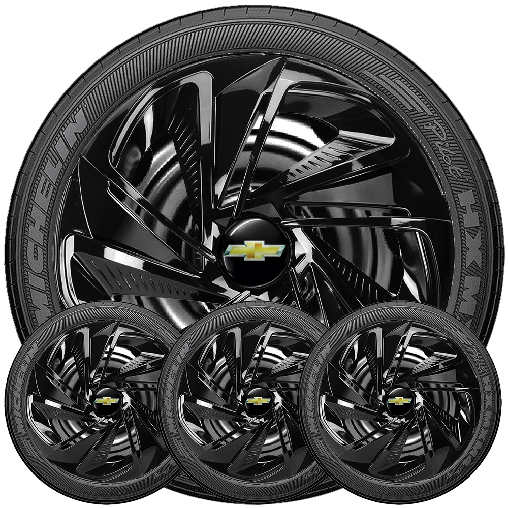 Kit 4 Calotas Esportivas Aro 13 14 Linha Nitro Unicolor Compativel Em Cobalt Cruze Onix Corsa em Oferta na Shopee