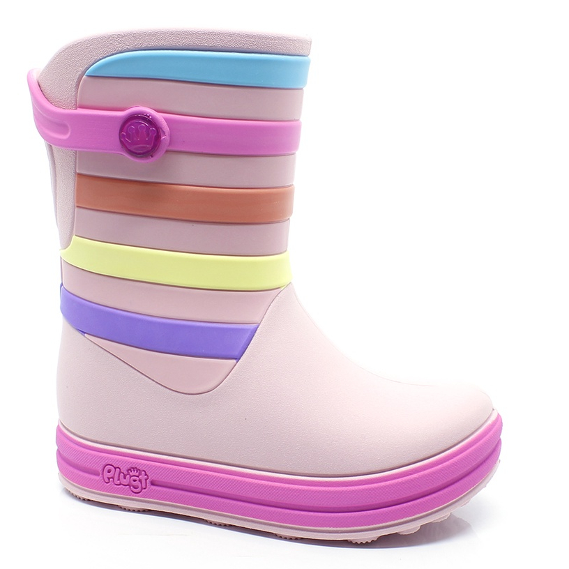 Galocha Bota Infantil Plugt Menina Confortável Macio Listras Rosa Claro Antiderrapante Inverno em Oferta na Shopee