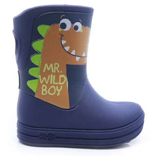 Galocha Bota Infantil Plugt Menino Confortável Leve Macio Dinossauro Azul Marinho Antiderrapante em Oferta na Shopee