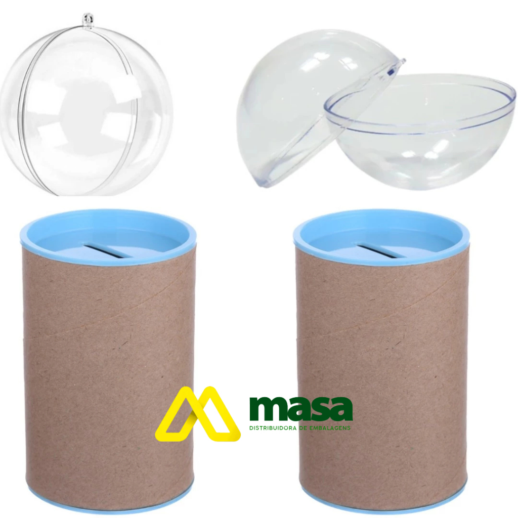 Kit 35 Cofrinhos 10x6 - 35 Esferas Bola Acrilica 6,5 cm -Festa Luxo Cofre Duplo bolinha Lembrancinha