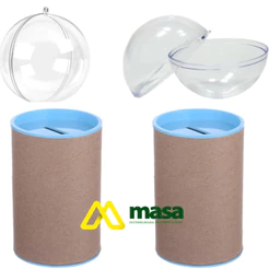 Kit 35 Cofrinhos 10x6 - 35 Esferas Bola Acrilica 6,5 cm -Festa Luxo Cofre Duplo bolinha Lembrancinha