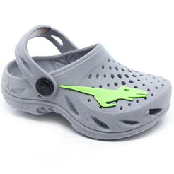 Babuche Infantil Sandália Papete Chinelo Plugt Menino Confortável Dinossauro Raptor Cinza Promoção