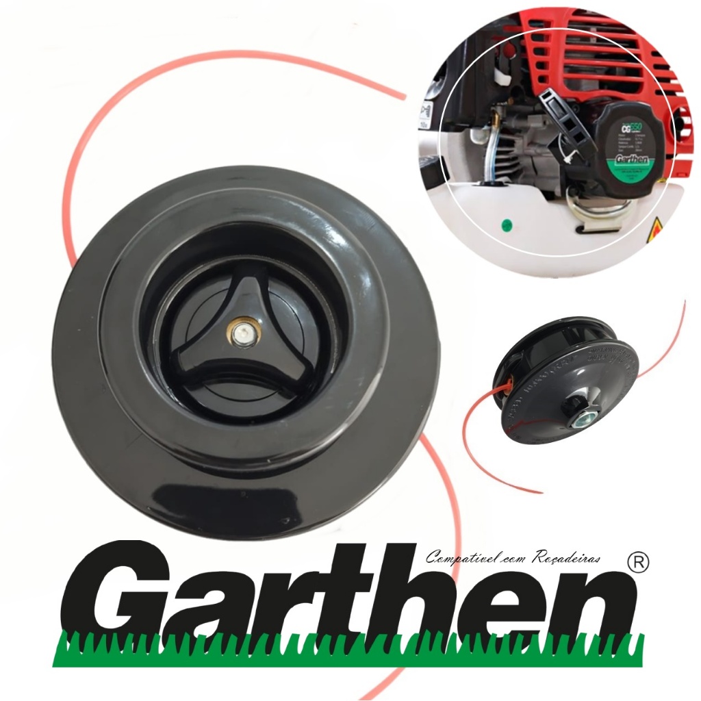 Carretel Com Fio De Nylon Manual P/ Roçadeiras Garthen Cg330b Cg320 Cg350 Cg420 Cg450 Cg550