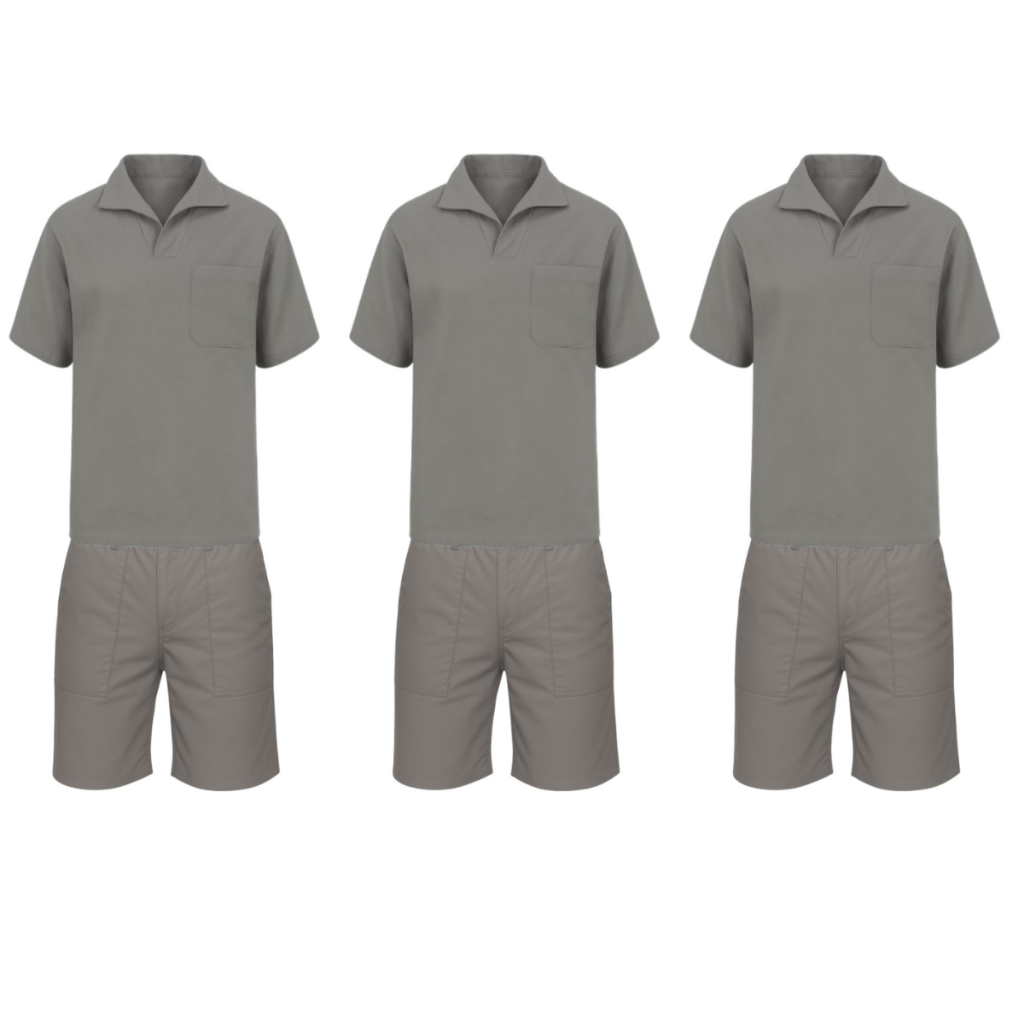 Kit 3 Conjunto Uniforme Brim Camisa Manga Curta + Bermuda Trabalho Pesado Profissional Uso Geral Mecanico Pintor Oficina
