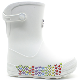 Galocha Bota de Chuva Infantil Plugt Menina Leve Confortável Coração Coloridos Branco Escolar Macia em Oferta na Shopee