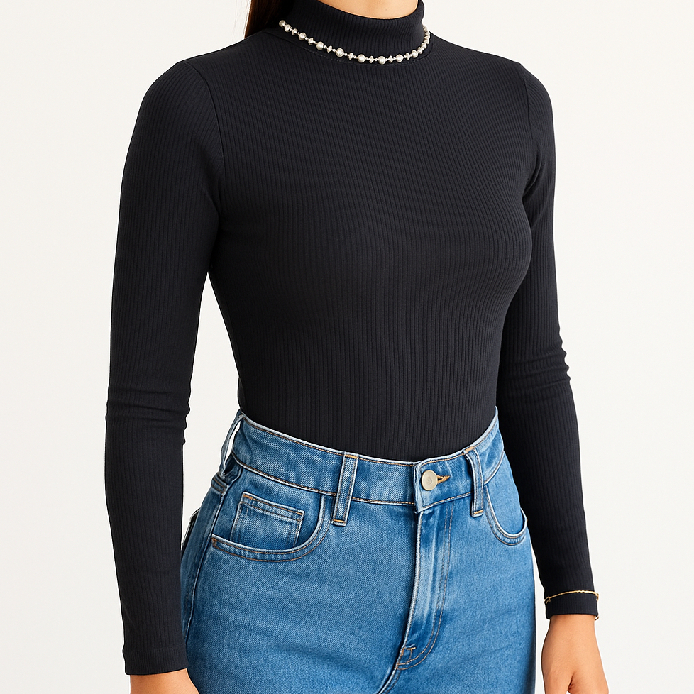 Blusa de Frio, CACHARREL Feminina, Gola Alta, Modelo CANELADO, Moda Outono Inverno