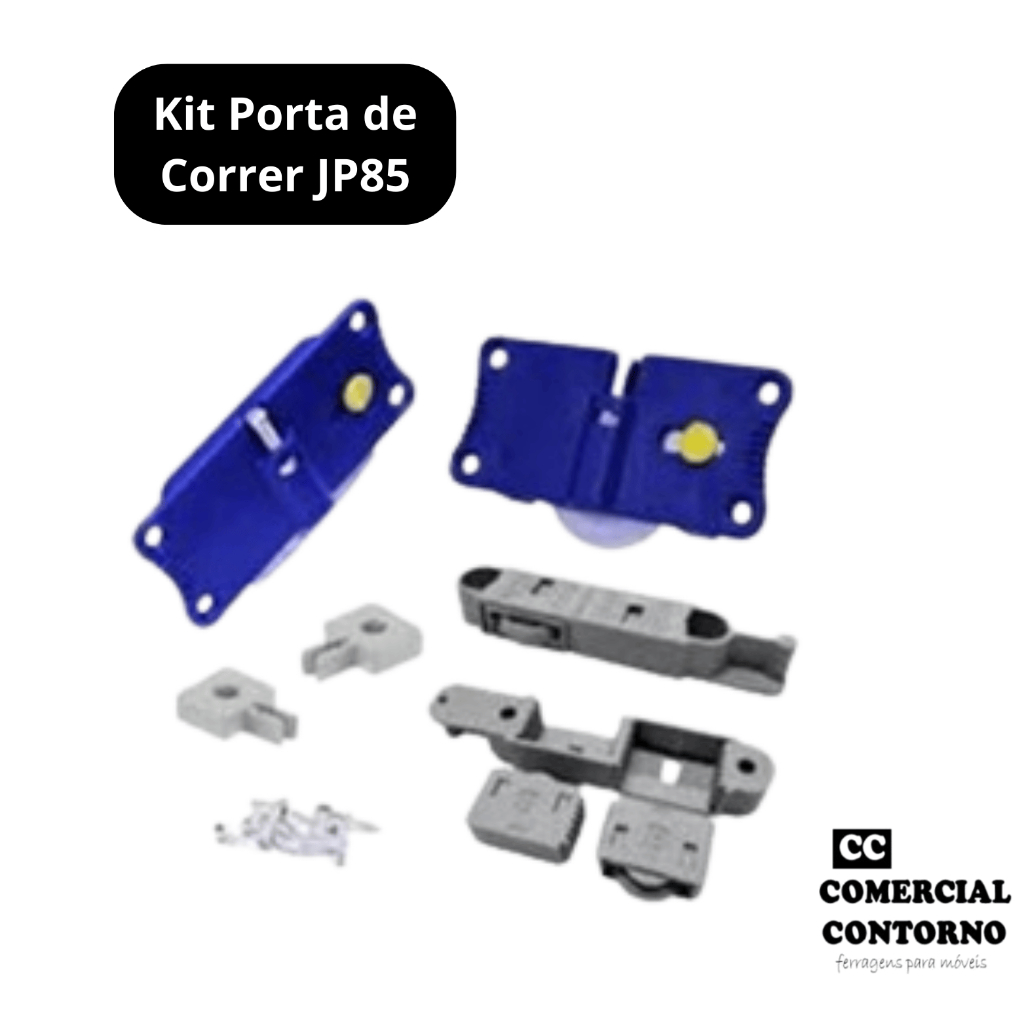 Kit Porta de Correr Embutir Joelini JP85 c/ 2 Guias Folga Zero – 50kg