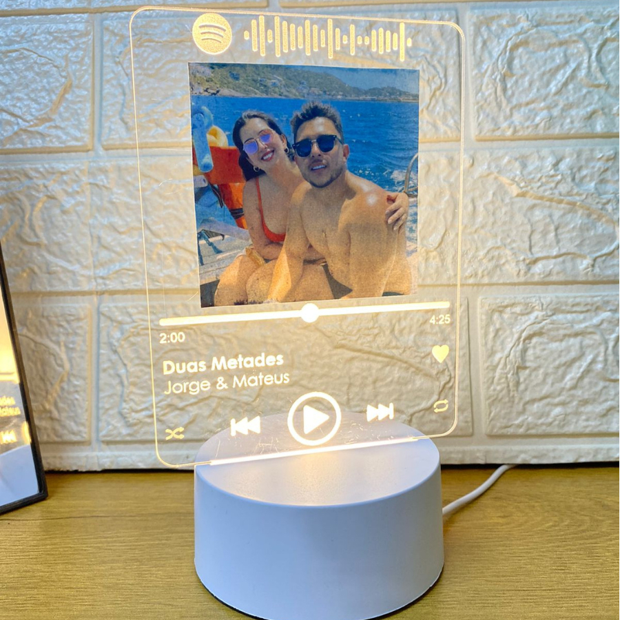 Porta Retrato Luminária Dia dos Namorados Spotify Personalizada Casal Presente LED