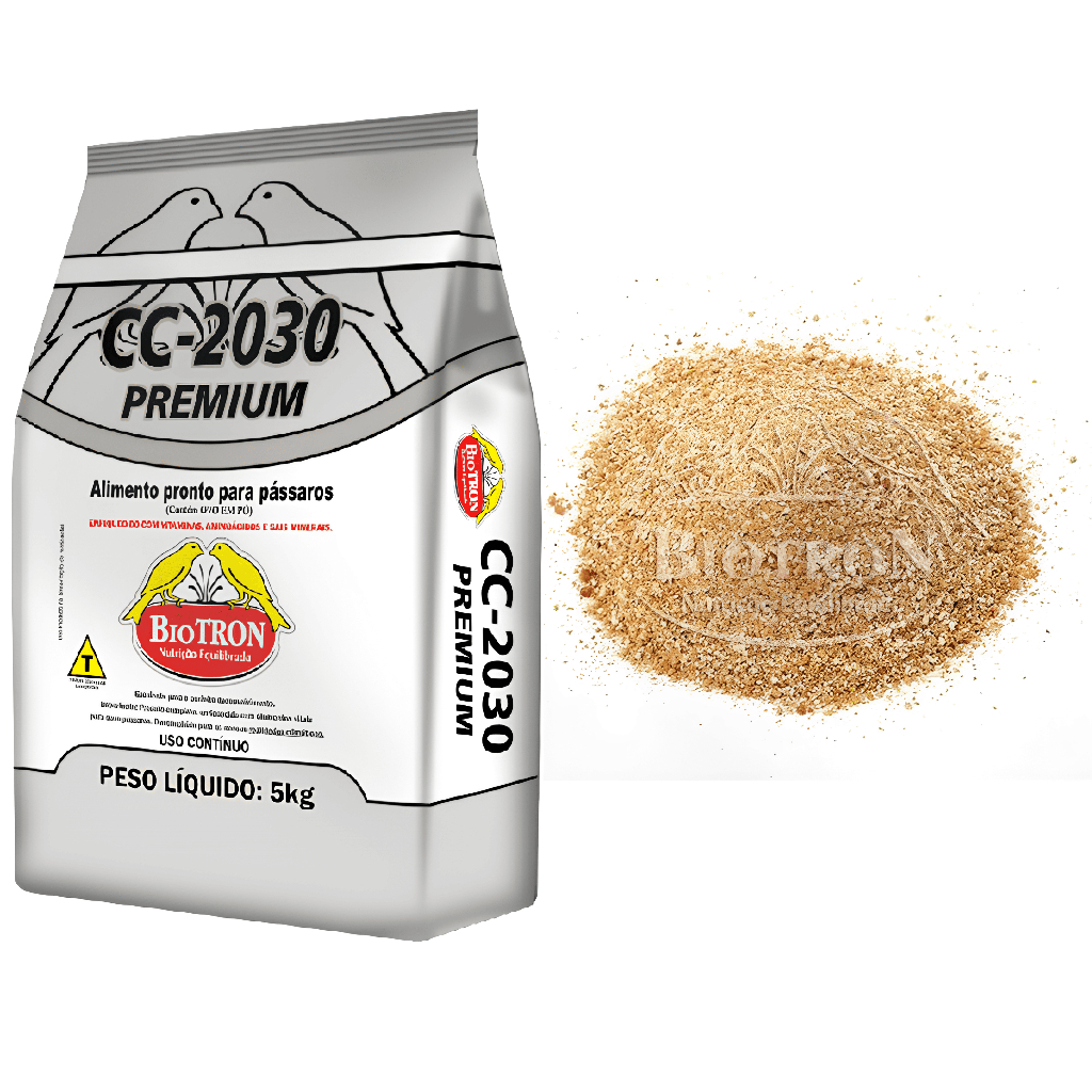 Detalhes do Farinhada Biotron CC-2030 Premium 5kg Pássaros Canários Nutrição Avançada Sem Pigmento C Probiótico
