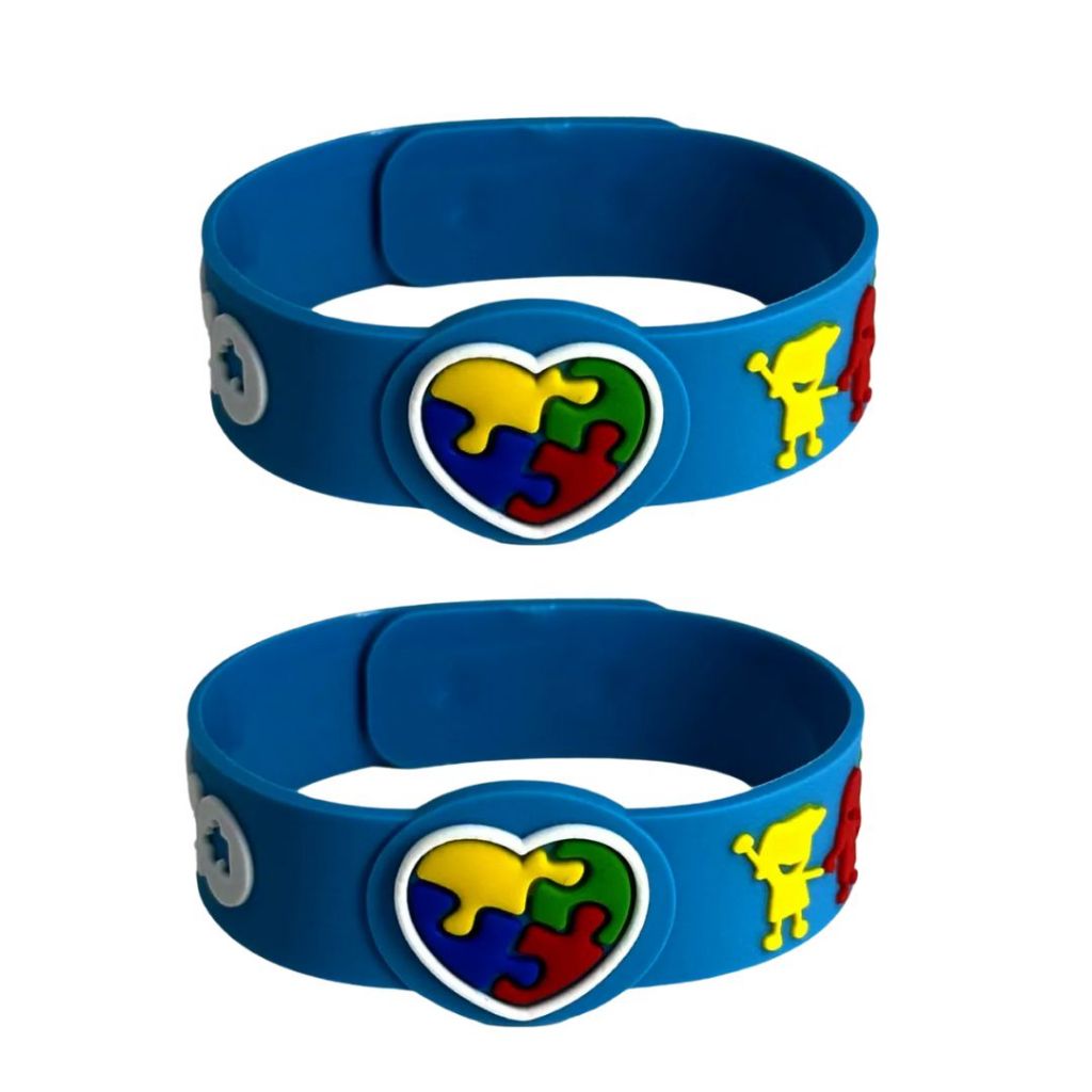 2  Pulseiras Ajustáveis Autismo/Autista Infantil - Quebra Cabeça Amor e União em Oferta na Shopee