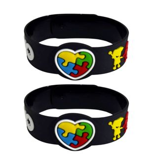 2  Pulseiras Ajustáveis Autismo/Autista Infantil - Quebra Cabeça Amor e União em Oferta na Shopee