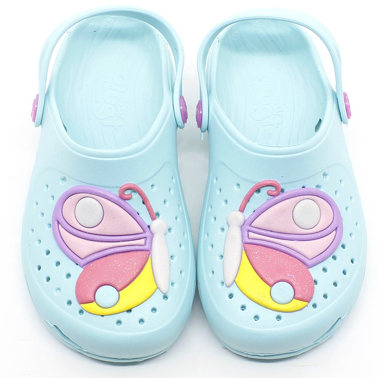 Babuche Sandália Chinelo Papete Infantil Plugt Menina Borboleta Glitter Azul - Baby & Kids Fashion