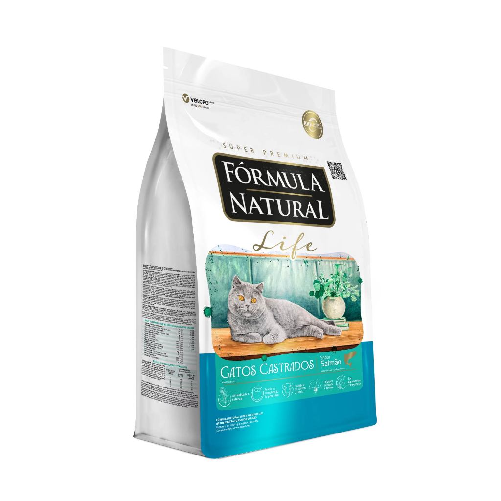 Ração Fórmula Natural Life Gatos Castrados Sabor Salmão 10,1kg Adimax em Oferta na Shopee