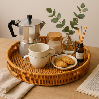 Bandeja Cesto Decorativa Rattan Bandeja de Servir Mesa Posta em Oferta na Shopee