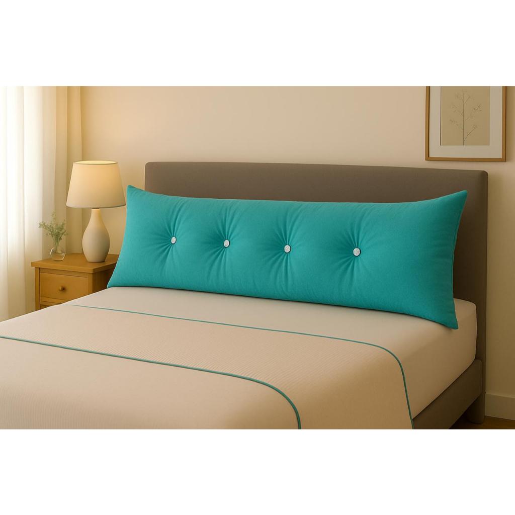 ALMOFADA CABECEIRA 140CM ENCOSTO ESTOFADA DECORATIVA CAMA DE CASAL SUEDE AZUL TURQUESA