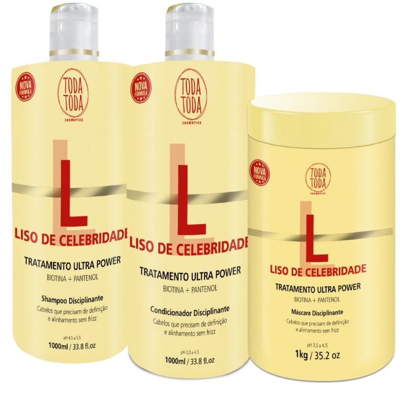 Kit Liso de Celebridade Toda Toda 1L – Tratamento Ultra Power para Cabelos em Oferta na Shopee