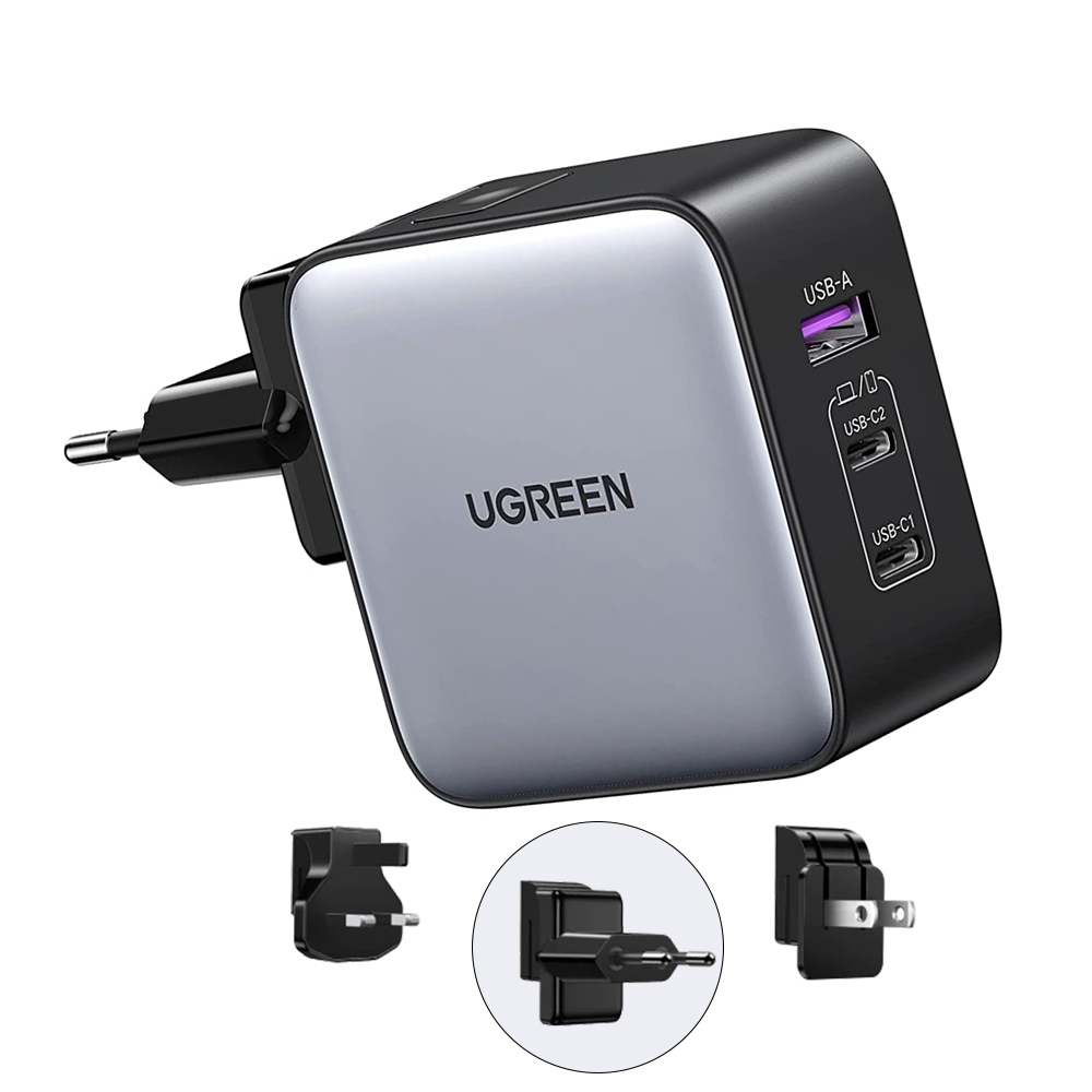 Carregador Rápido Ugreen Turbo Max. 65W 3 em 1 Usb A/C Preto em Oferta na Shopee