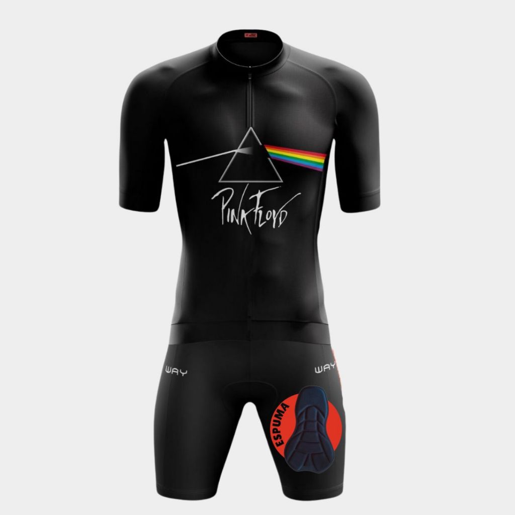 Conjunto Ciclista Masculino Kit Camiseta Proteção UV Short Bermuda Forro Pedalar Bike Mtb