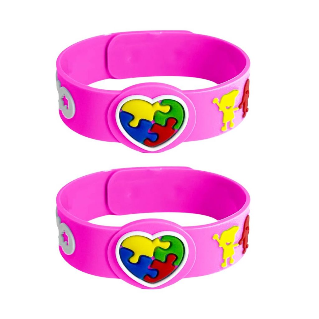 2  Pulseiras Ajustáveis Autismo/Autista Infantil - Quebra Cabeça Amor e União em Oferta na Shopee