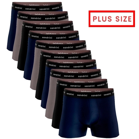 Kit 10 Cuecas Boxer Sandrini Algodão Plus Size G1 G2 G3 Conforto e Resistência Promoção